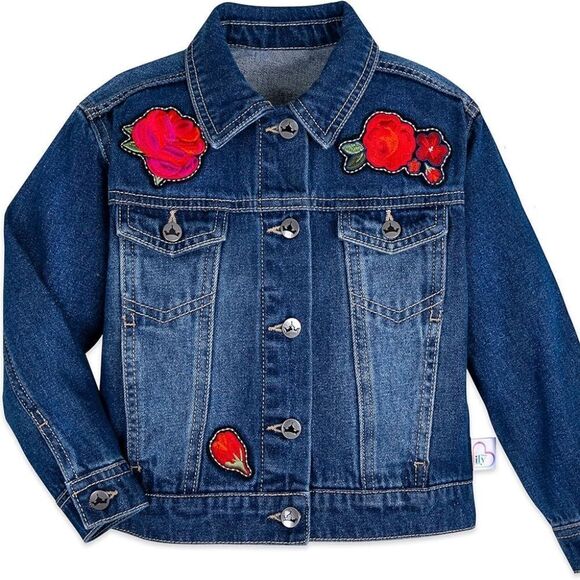 NWT Disney Denim Jacket for Kids Inspired by Belle, Beauty and the Beast 7/8